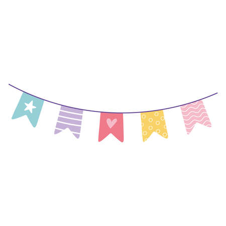 pennants decoration celebration party cartoon isolated design icon vector illustrationのイラスト素材