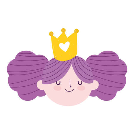 cute face girl with gold crown cartoon isolated icon design vector illustrationのイラスト素材