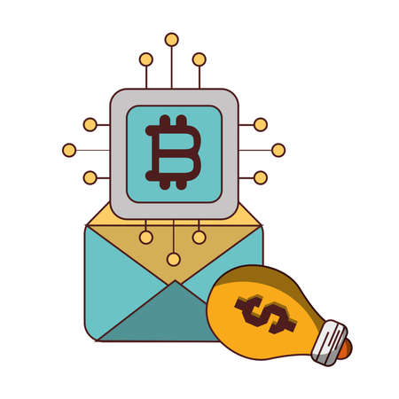 bitcoin email marketing creativity cryptocurrency transaction digital money vector illustrationのイラスト素材