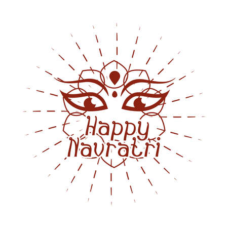 happy navratri indian celebration, durga goddess of power silhouette style icon vector illustrationのイラスト素材