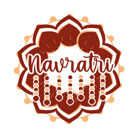 happy navratri indian, goddess durga culture creative celebration card flat style icon vector illustrationのイラスト素材
