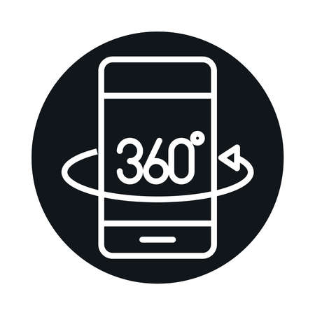 360 degree view virtual tour block and line style icon design vector illustrationのイラスト素材
