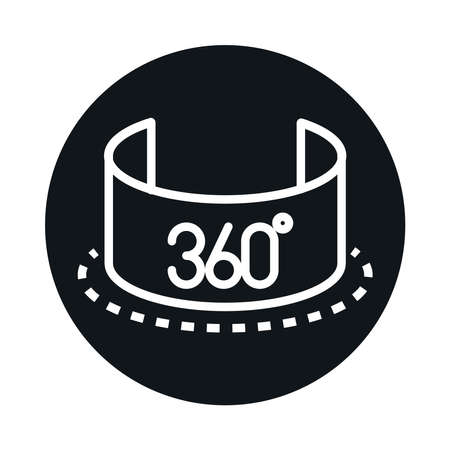 360 degree view virtual tour panoramic quality rotation block and line style icon design vector illustrationのイラスト素材