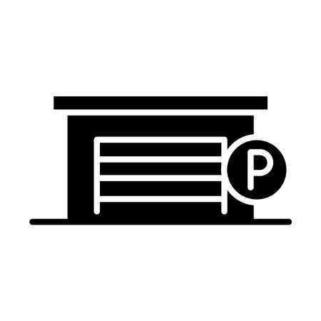 garage door parking transport silhouette style icon design vector illustrationのイラスト素材