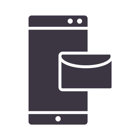smartphone email message device technology silhouette style design icon vector illustrationのイラスト素材