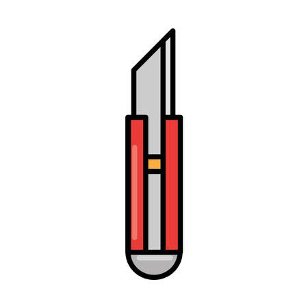 cutter knife tool repair maintenance and construction equipment line and fill icon vector illustrationのイラスト素材