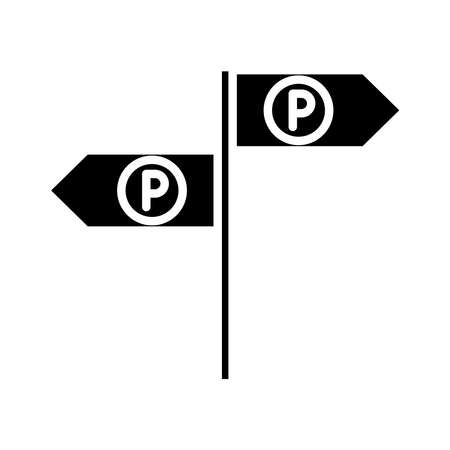 parking traffic arrows sign guidance transport silhouette style icon design vector illustrationのイラスト素材