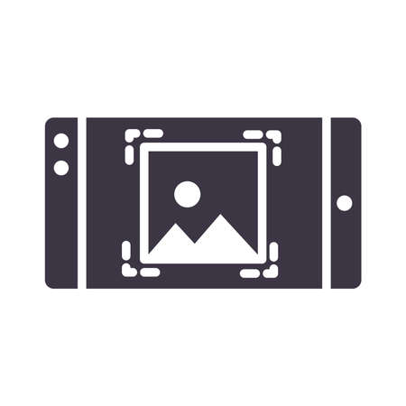 smartphone picture app device technology silhouette style design icon vector illustrationのイラスト素材