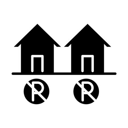 forbidden parking houses front silhouette style icon design vector illustrationのイラスト素材