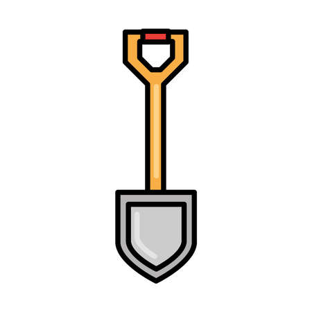 shovel tool repair maintenance and construction equipment line and fill icon vector illustrationのイラスト素材