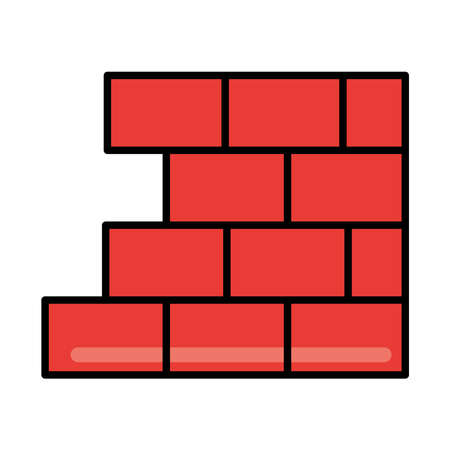 wall brick tool repair maintenance and construction equipment line and fill icon vector illustrationのイラスト素材