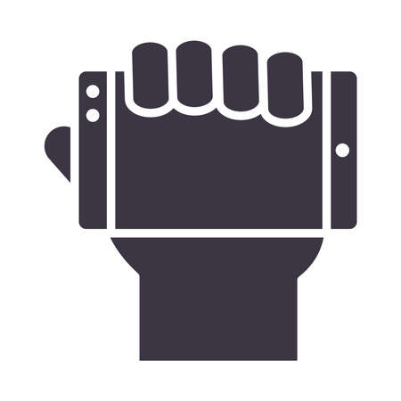 smartphone in hand device technology silhouette style design icon vector illustrationのイラスト素材