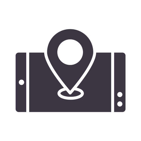 smartphone gps navigation location device technology silhouette style design icon vector illustrationのイラスト素材