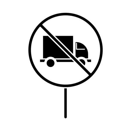 forbidden parking truck transport silhouette style icon design vector illustrationのイラスト素材