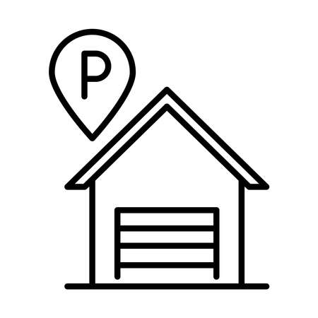 parking garage location pointer transport line style icon design vector illustrationのイラスト素材
