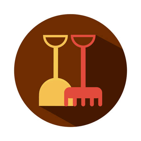 plastic shovel and rake toy object for small children to play, block and flat style cartoon vector illustrationのイラスト素材