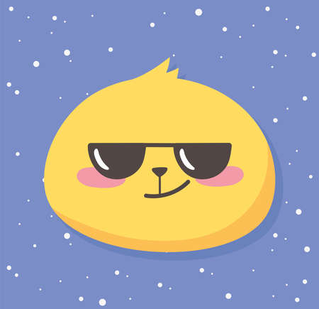 social media emoji expression face sunglasses cartoon vector illustrationのイラスト素材