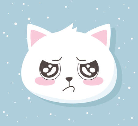 cute cats emoticons cartoon face angry animal funny vector illustrationのイラスト素材