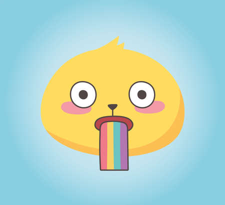 social media emoji expression face rainbow tongue cartoon vector illustrationのイラスト素材
