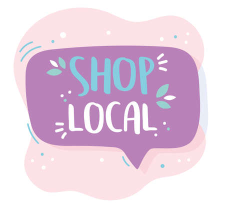 support local business, shop small market hand drawn text promotion vector illustrationのイラスト素材