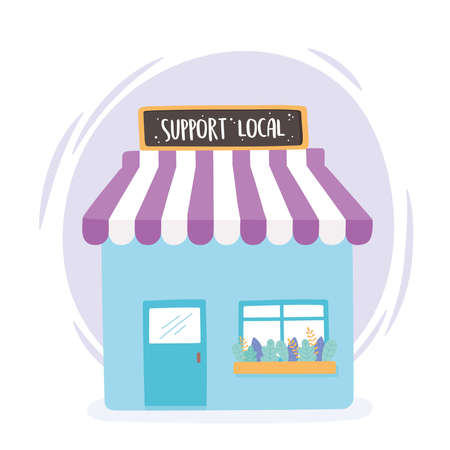 support local business, shop small market building commerce vector illustrationのイラスト素材