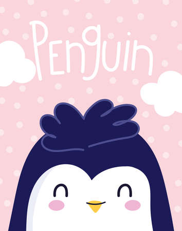 penguin antarctic bird animal cartoon wildlife poster decoration illustrationのイラスト素材
