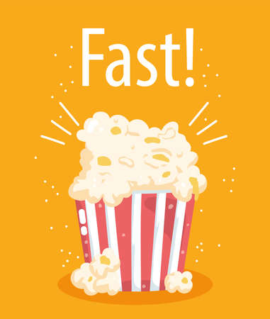 fast food pop corn menu restaurant unhealthy, poster hand drawn lettering illustrationのイラスト素材
