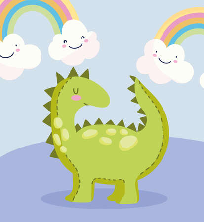 toys object for small kids to play cartoon dinosaur rainbows illustrationのイラスト素材