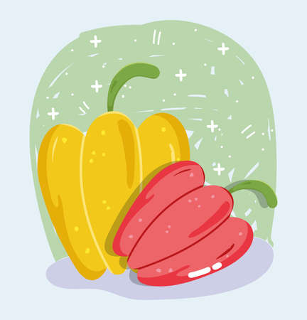 food vegetable menu fresh diet ingredient peppers red and yellow illustrationのイラスト素材