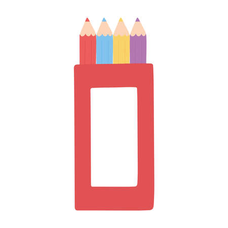 school education pencils color in box isolated icon design white background vector illustrationのイラスト素材