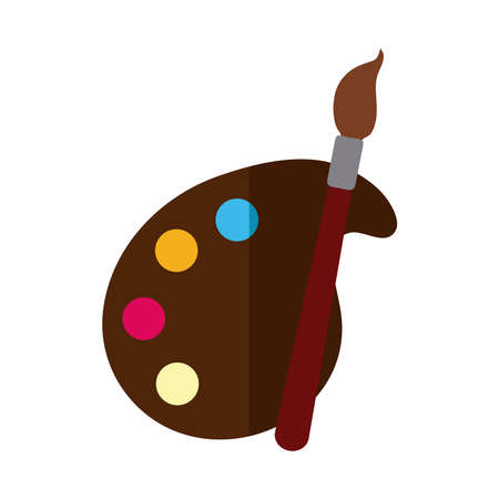 school education paintbrush color paletter flat icon with shadow vector illustrationのイラスト素材