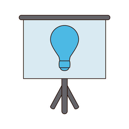 school education presentation board bulb creativity idea line and fill style icon vector illustrationのイラスト素材