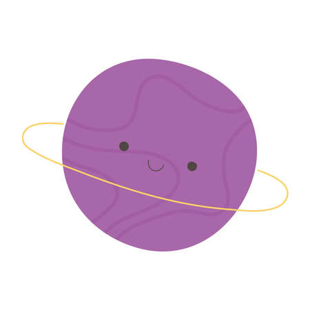 cartoon saturn planet space isolated icon design white background vector illustrationのイラスト素材