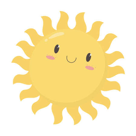 sun cartoon summer hot climate isolated icon design white background vector illustrationのイラスト素材