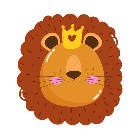 cute animals lion head cartoon isolated icon design white background vector illustration