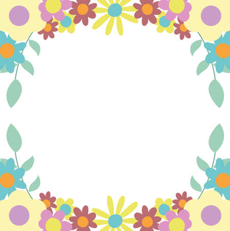 flowers leaves nature decoration border white background vector illustrationのイラスト素材