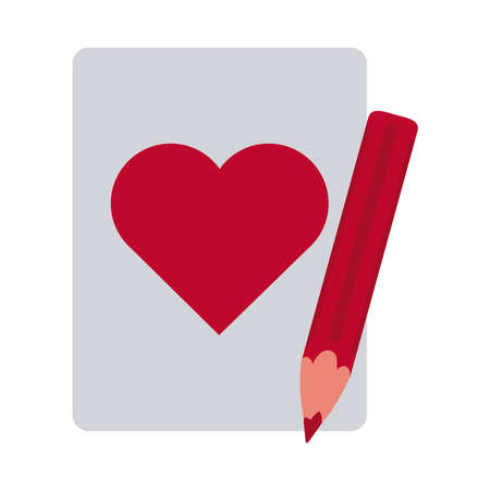 paper and pencil message feeling letter love heart romantic flat style icon vector illustrationのイラスト素材