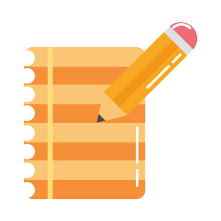 school education supply paper and pencil write flat style icon vector illustrationのイラスト素材