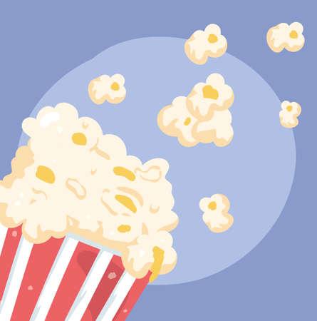 fast food burger menu restaurant unhealthy, pop corn in striped box vector illustrationのイラスト素材