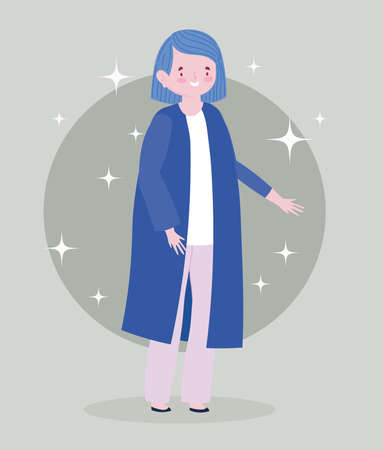 standing cute woman female cartoon character vector illustrationのイラスト素材