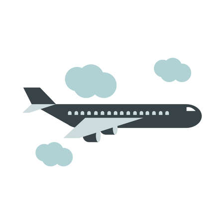 airport aircraft in the sky, travel transport terminal tourism or business flat style icon vector illustrationのイラスト素材