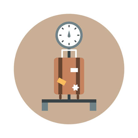 airport airport suitcase on weight scale travel transport terminal tourism or business block and flat style icon vector illustrationのイラスト素材