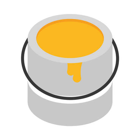 isometric construction bucket color repair work tool and equipment flat style icon design vector illustrationのイラスト素材
