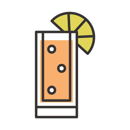 cocktail icon menu glass with lime drink liquor refreshing alcohol line and fill design vector illustrationのイラスト素材