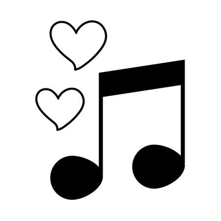 love heart romantic feeling note music melody linear style icon vector illustrationのイラスト素材