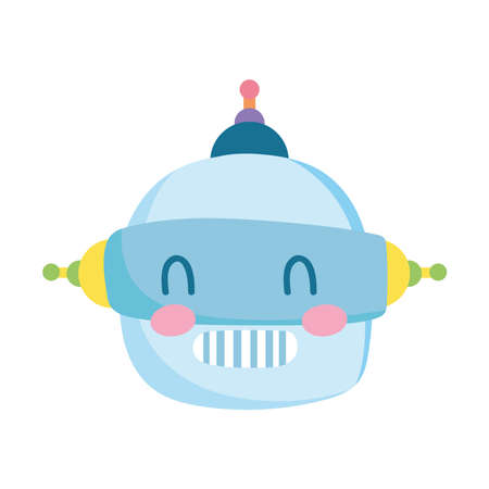 kids toys robot head cartoon isolated icon design white background vector illustrationのイラスト素材