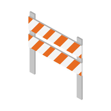 isometric repair construction traffic barricade warning work tool and equipment flat style icon design vector illustrationのイラスト素材
