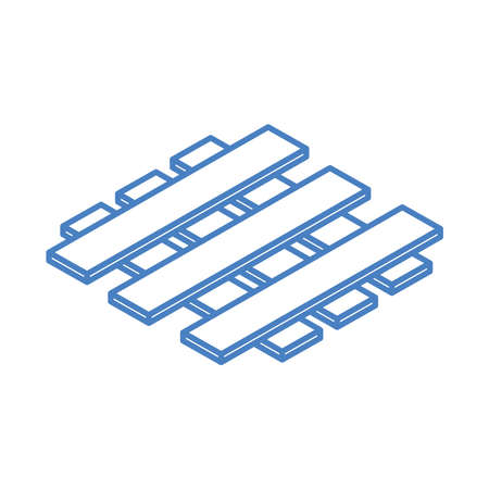 isometric wooden pallet for warehouse or construction site work equipment linear style icon design vector illustrationのイラスト素材