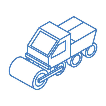 isometric repair construction road roller machinery linear style icon design vector illustrationのイラスト素材