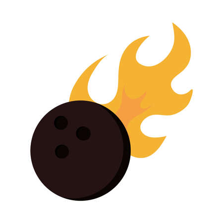 bowling ball with simple flames game recreational sport flat icon design vector illustrationのイラスト素材